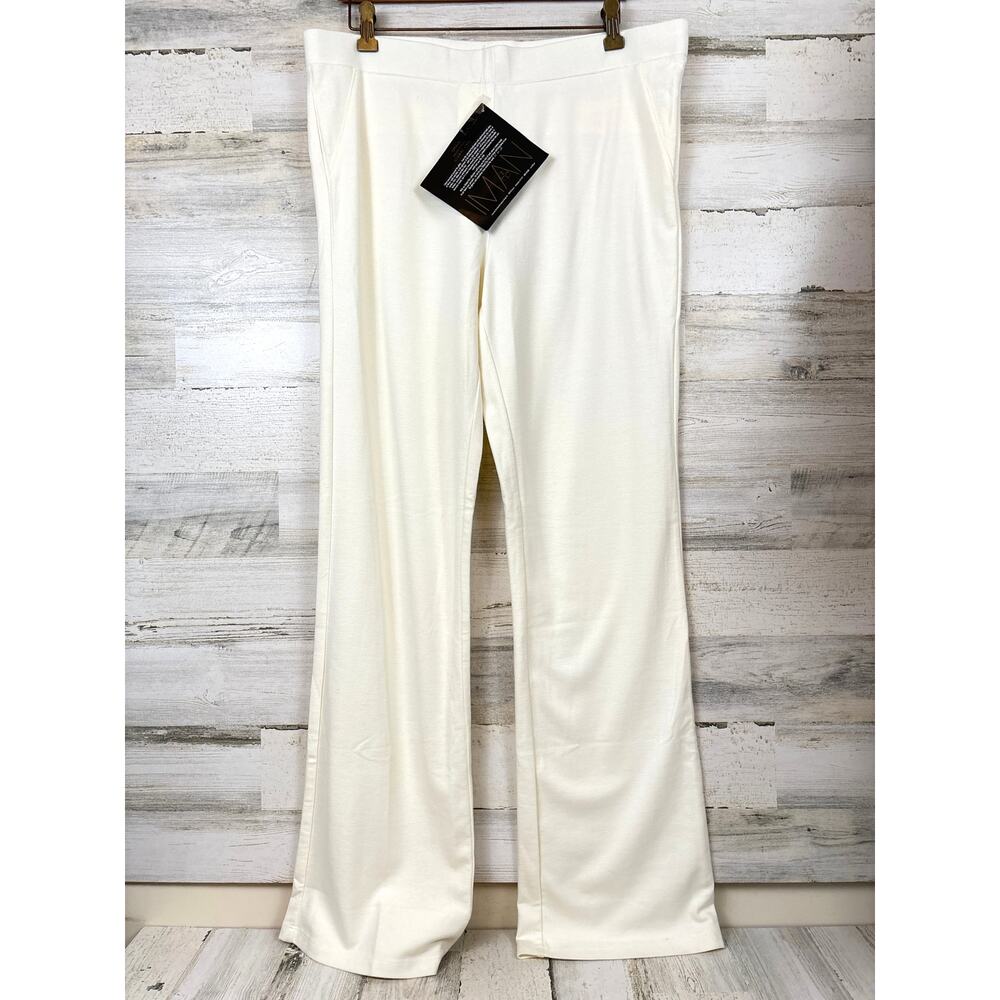 Iman Womens XL Long Cream Pull On Stretch Flare Ankle Workwear Dress Pants NWT